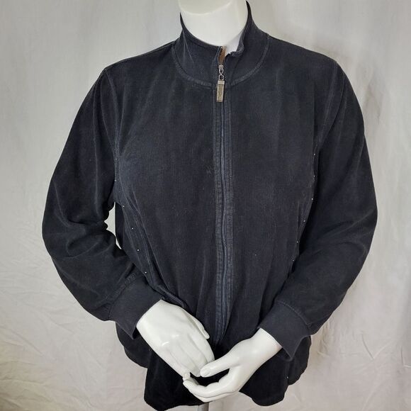 Koret Woman Black‎ Full Zipper Front Mock Neck Jacket Size 2X - Picture 1 of 10